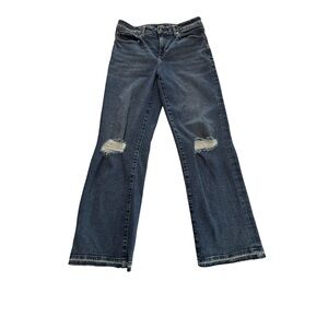 Express ’90s Ankle Boot Mid-Rise Distressed Jeans Women’s 4L Denim Black‎ Label